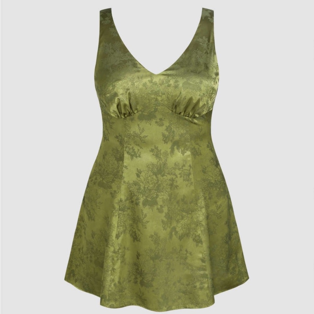 <3 Cider Satin Floral Print Tie Back Mini Dress